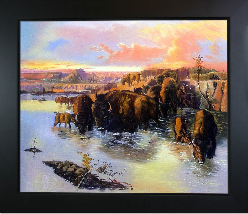 "The Buffalo Herd", New Age Black Frame 20x24