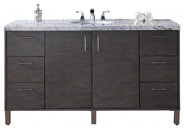 60 Inch Silver Oak Bathroom Vanity, Modern Vanity 60 Inch Single Sink