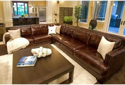 Easton Top Grain Leather Sectional (Right Arm Facing Sofa, Left Arm Facing Loves