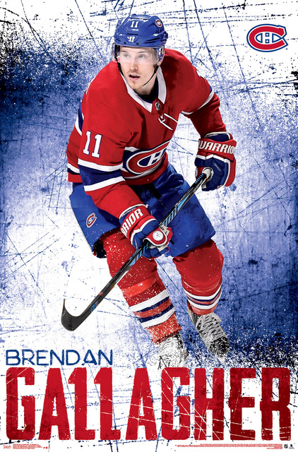 Montreal Canadiens Brendan Gallagher Poster, 22.375"x34" - Contemporary
