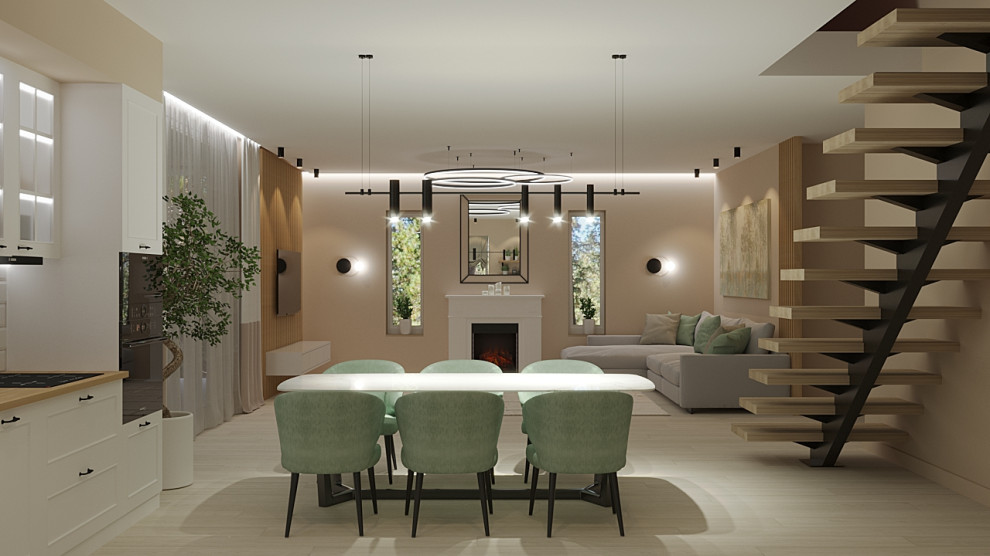 Кухня гостиная в частном доме