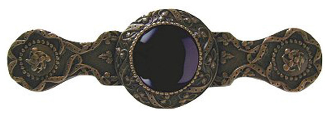 Victorian Jewel Pull Antique Solid Bronze/Onyx