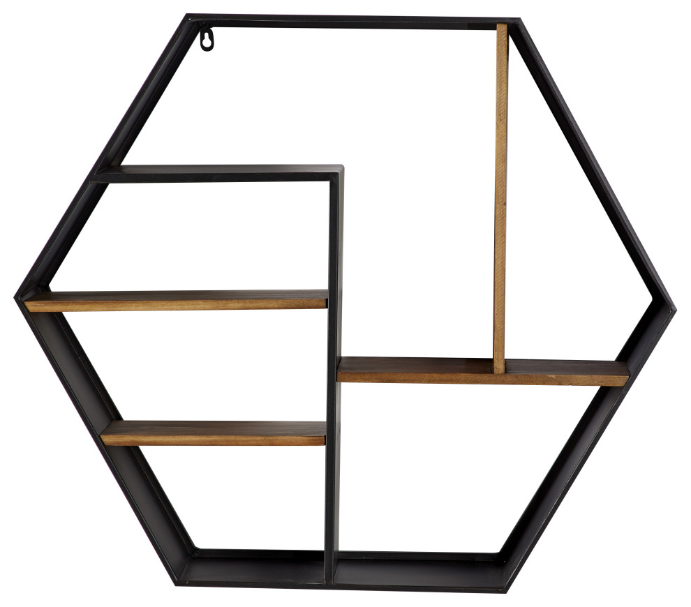 Industrial Black Wood Wall Shelf 43764 Industrial Display And Wall