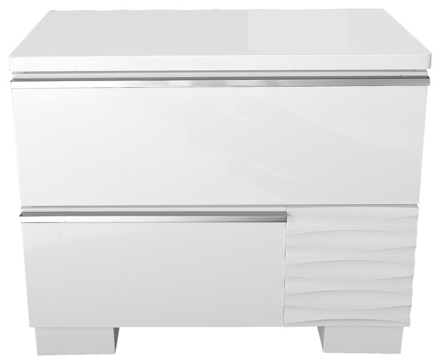 Athens White Lacquer 2 Drawer Bedroom Nightstand Contemporary Athens White Lacquer 2 Drawer Bedroom Nightstand