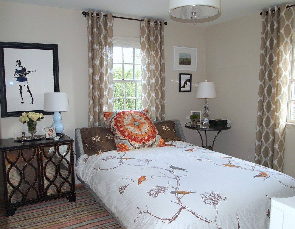 Photo of an eclectic bedroom in Baltimore with beige walls.