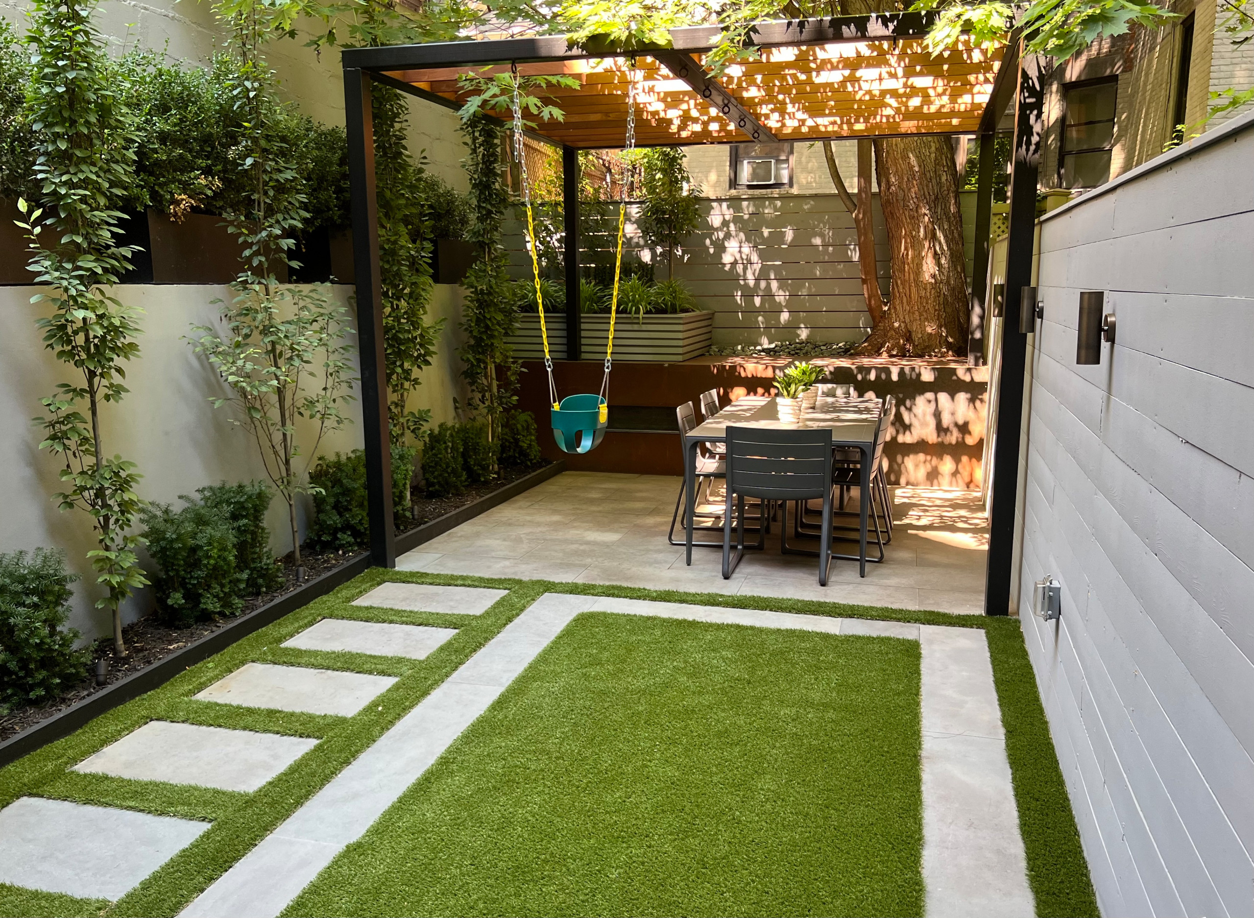 Kid friendly narrow garden