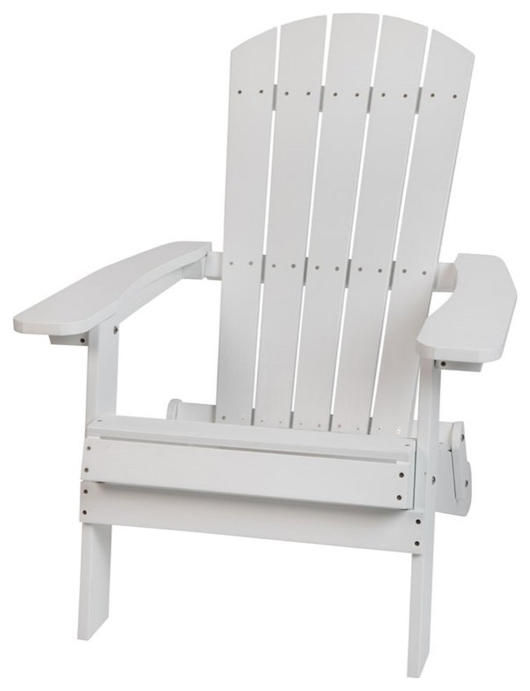 Flash Furniture Charlestown All-Weather Resin Folding Adirondack Chair in White