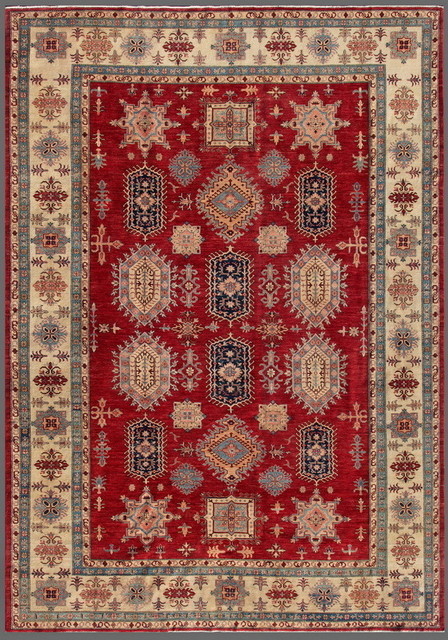 Pasargad Kazak Collection Hand-Knotted Lamb's Wool Area Rug, 9'9"x13'3"