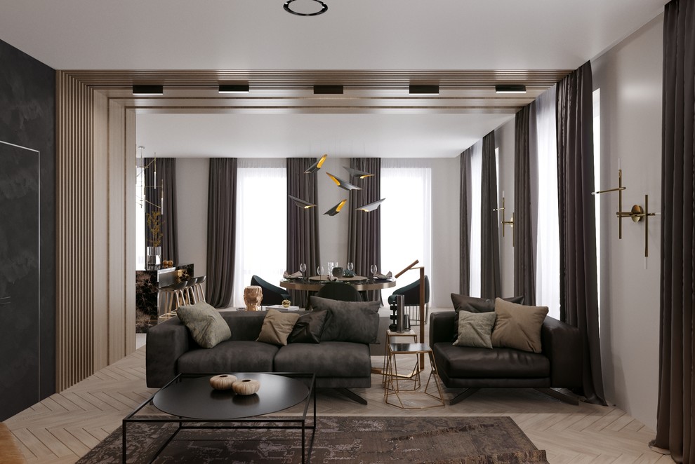 Эскиз кухни-гостиной в квартире в Москве