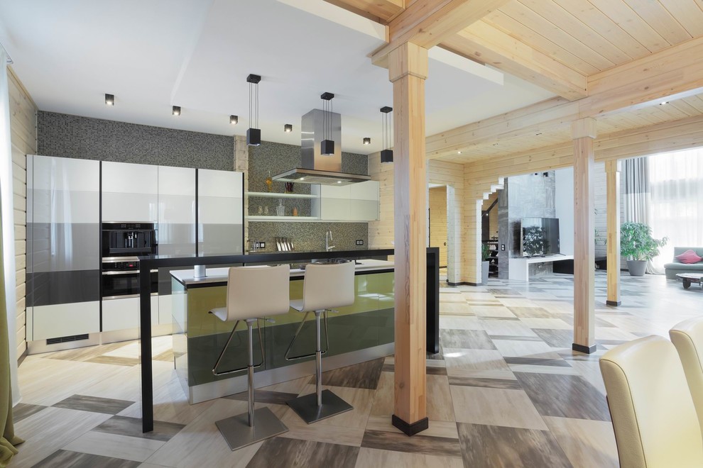 Дом из клееного бруса с кухней от Scavolini