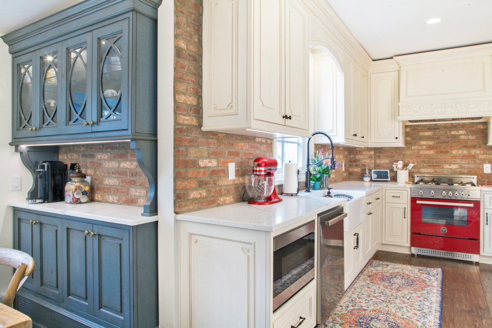 Classic White and Blue Kitchen in Leonia, NJ. Traditional Kitchen