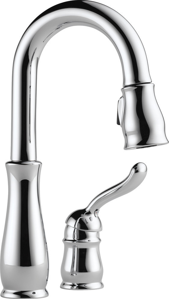 Delta Leland Single Handle Pull-Down Bar/Prep Faucet, Chrome, 9978-DST