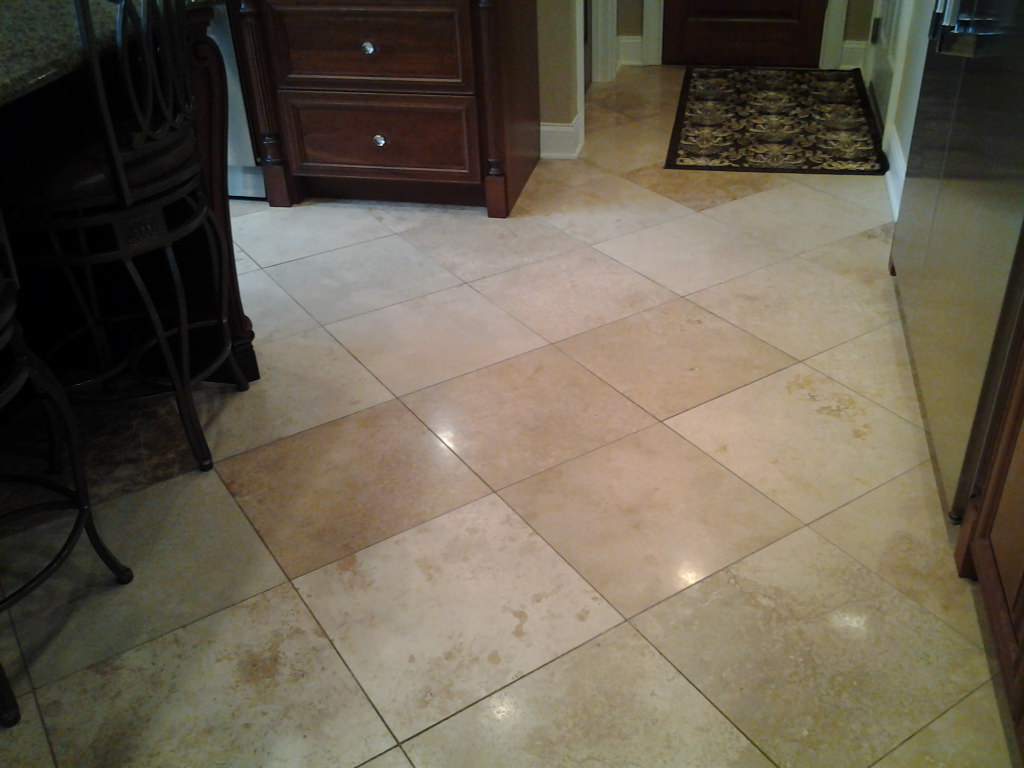 Travertine tile floor