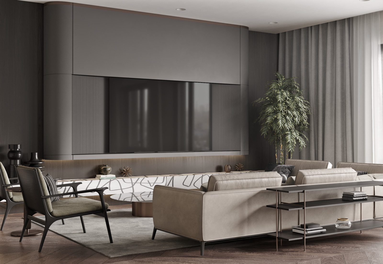 Дизайн кухни-гостиной в роскошных апартаментах Санкт-Петербурга