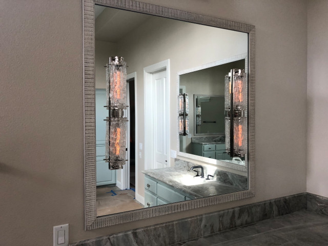 Custom Cut Vanity Mirrors Contemporary Bathroom Austin By Arrow Glass And Mirror Inc