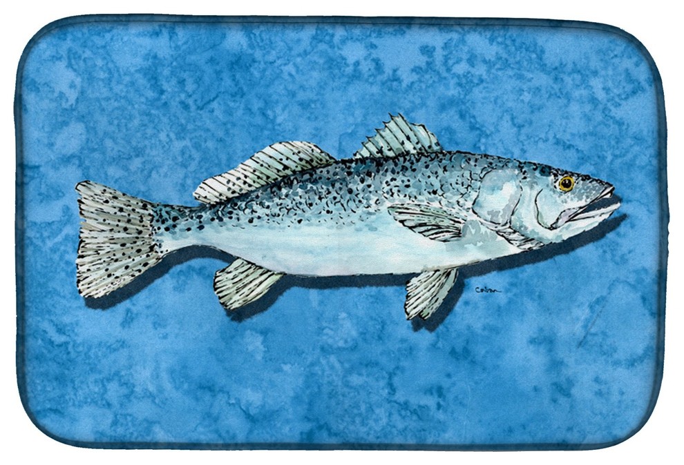 Fish, Trout Dish Drying Mat Beach Style Placemats by Virventures