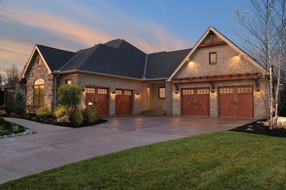 Large traditional attached four-car garage in Portland.