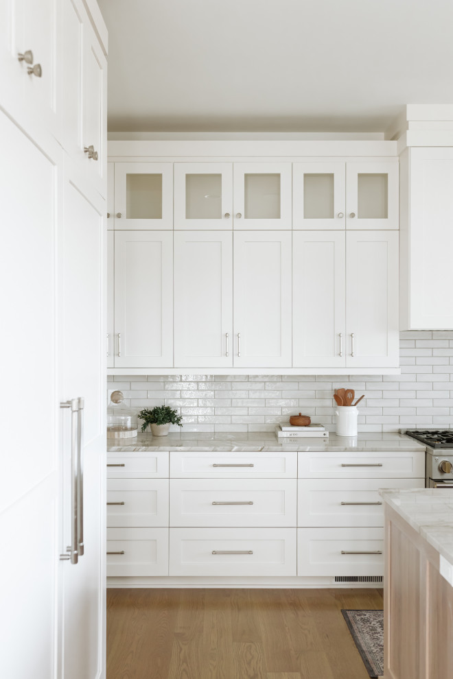 Example of a transitional kitchen design in Omaha