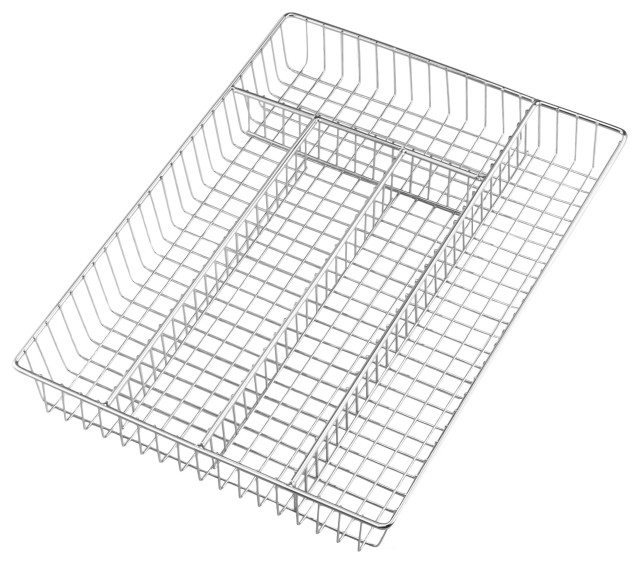 YBM Home Chrome Wire InDrawer Silverware Tray Organizer with 5 Compartments Contemporary