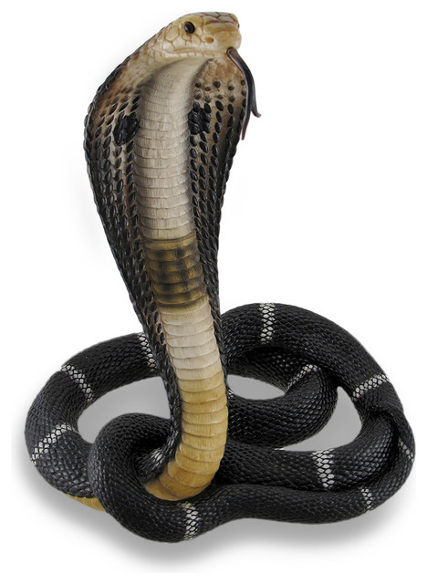 Coiled and Rearing King Cobra Sculptured Statue - Decorative Objects ...