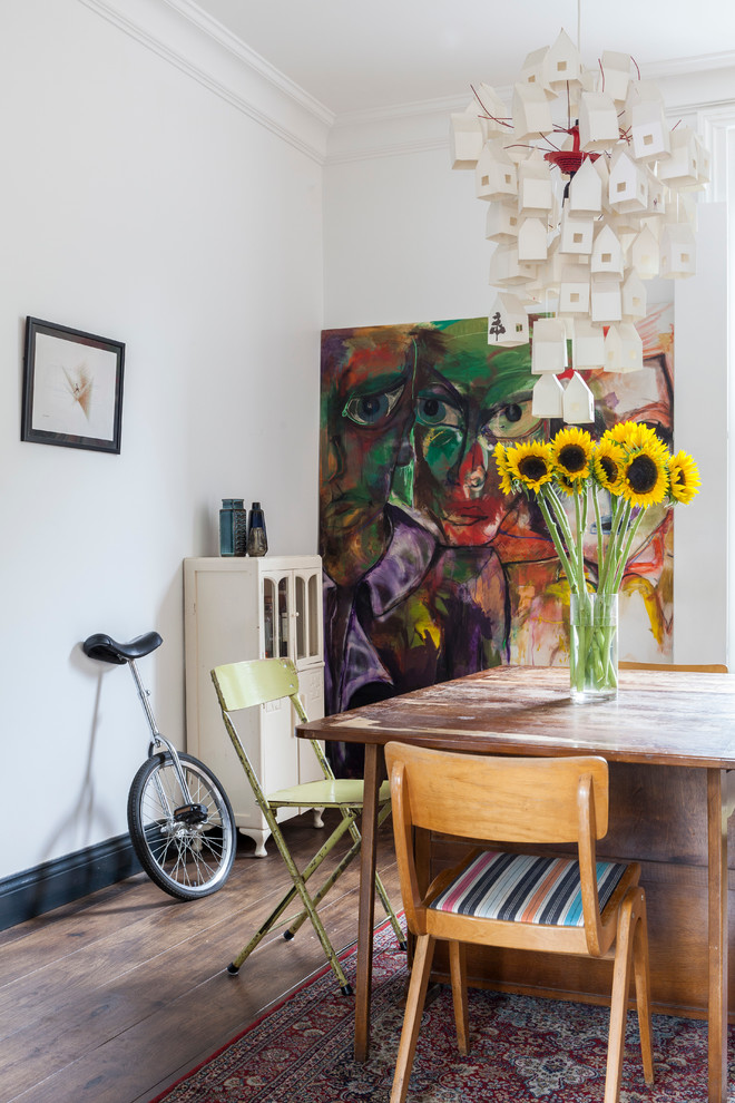 This is an example of a scandi dining room in London.