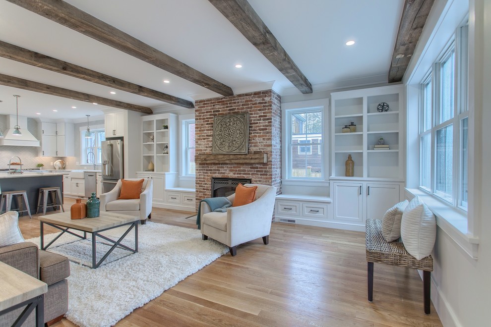 Transitional family room in Boston.
