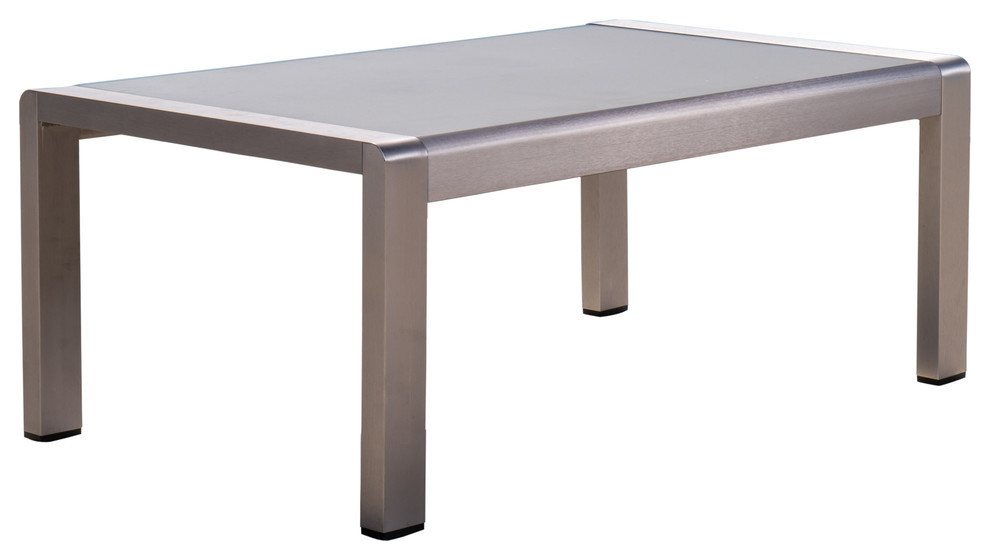 Gdf Studio Coral Bay Outdoor Aluminum Coffee Table With Glass Top