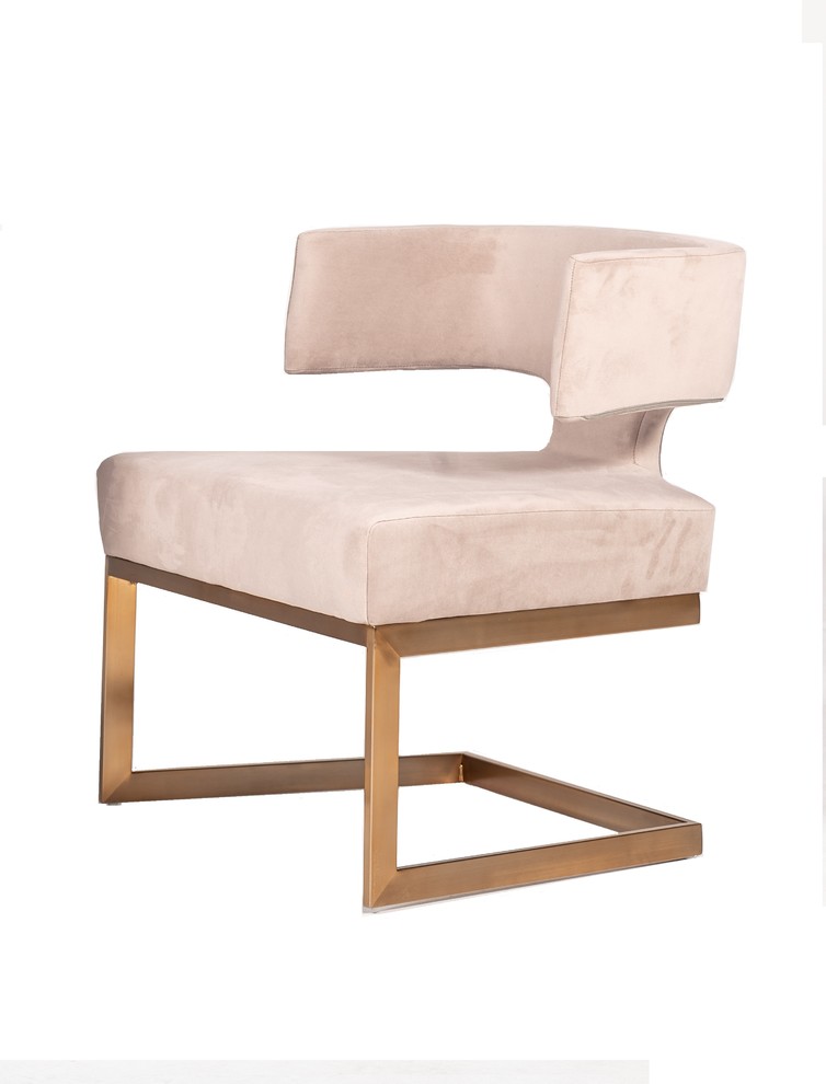 Modrest Calvo Modern OffWhite Velvet and Brass Dining Chair