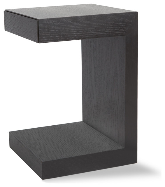 Cole Black Oak Side Table With Drawer Contemporary Side Tables And
