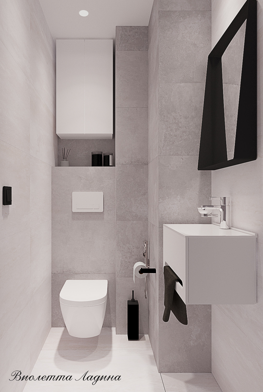 Трешка в панельном доме в современном стиле с голубым акцентом.