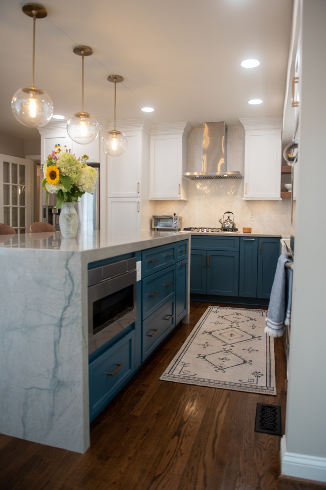 Kitchen with Stunning Waterfall Island