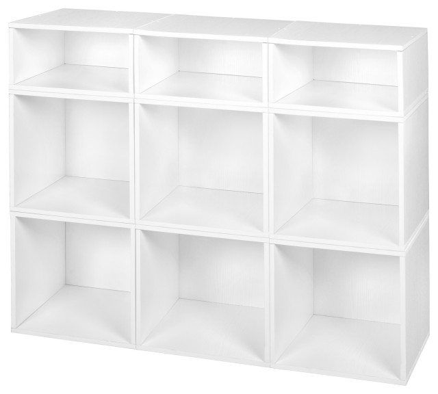 Niche Cubo Storage Set- 6 Full Cubes/3 Half Cubes- White Wood Grain