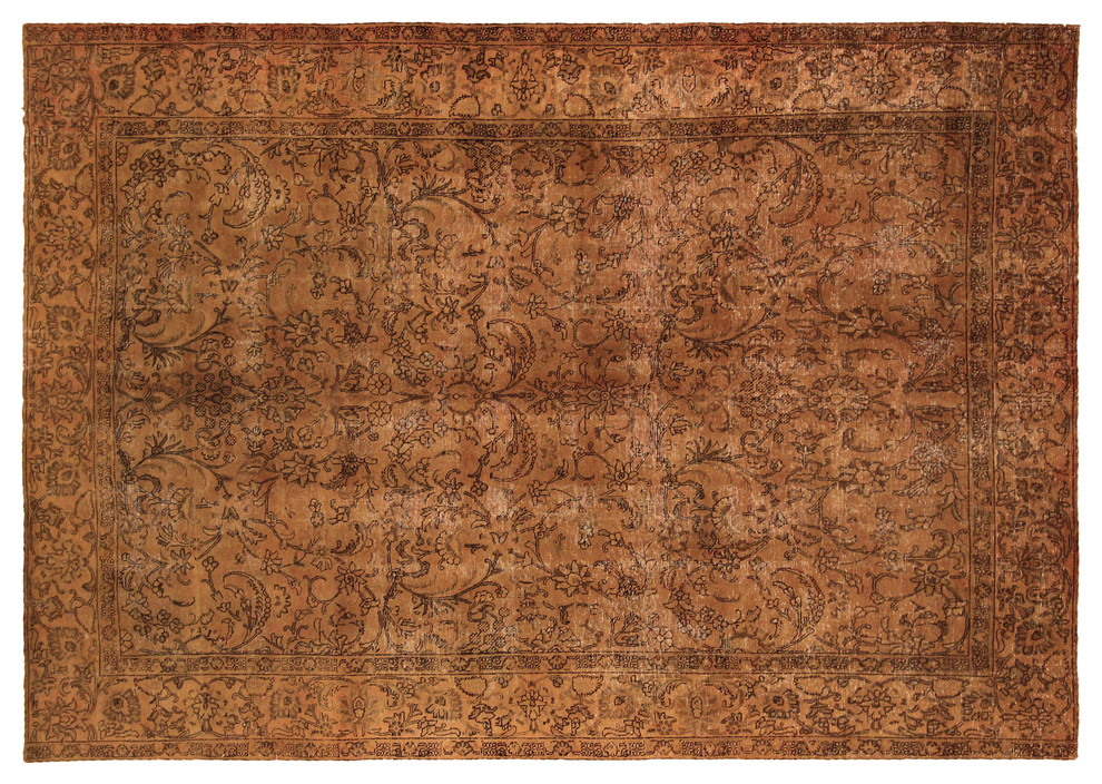 Antique Vintage Distressed Florenci Orange/Brown Wool Rug 8'0" x 11'2