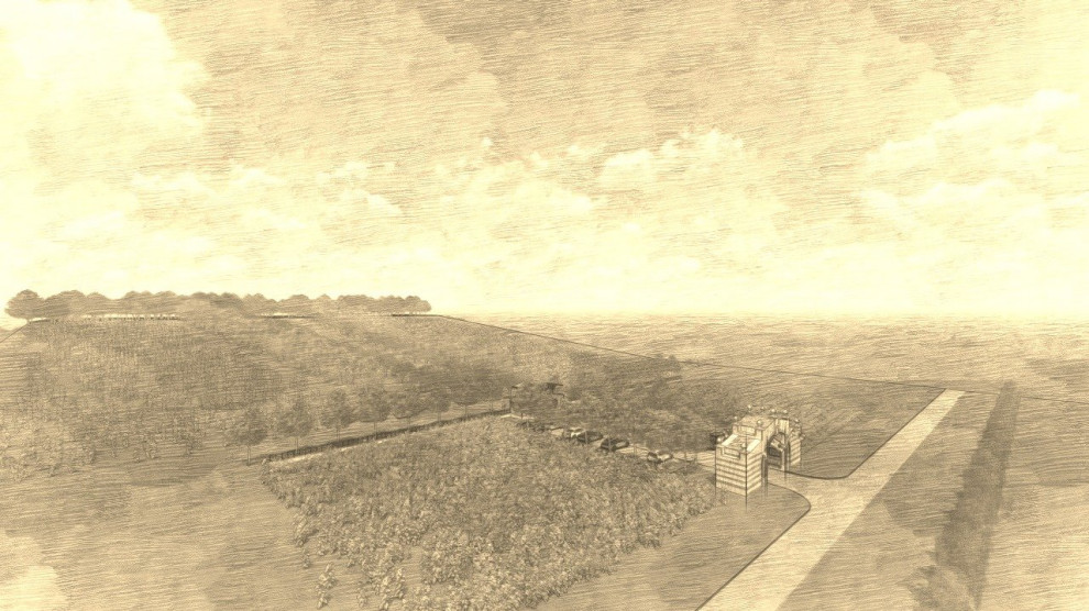 Entrance in small hotel complex