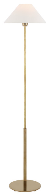 Hackney Floor Lamp in Hand-Rubbed Antique Brass with Linen Shade