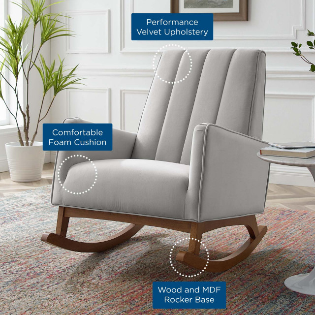 Accent Rocking Chair Armchair, Velvet, Gray, Modern, Lounge Hospitality ...