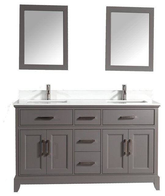 Bathroom Vanity Set With Engineered Marble Top, 72", Gray