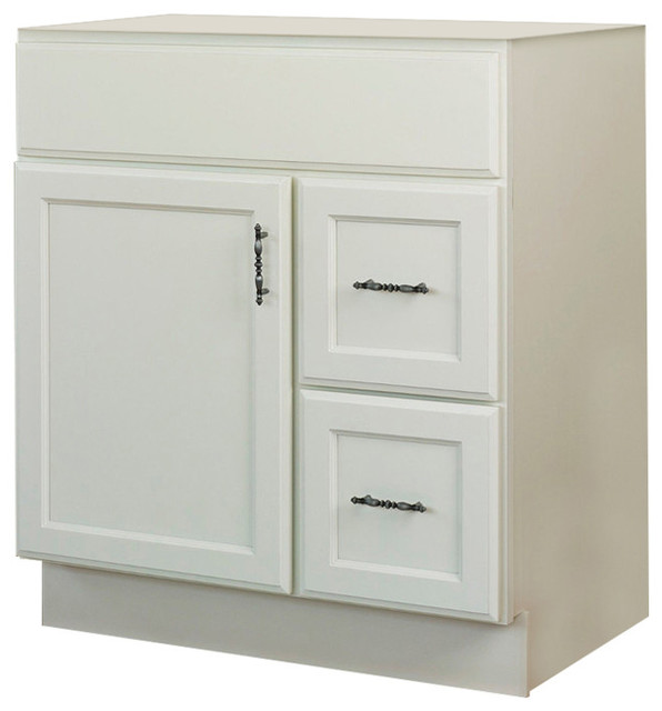 Jsi Plymouth 30 White 1 Door Vanity With 2 Right Hand Drawers Jsi Plymouth 30 White 1 Door Vanity With 2 Right Hand Drawers Cabinet Only Transitional Bathroom Vanities And Sink Consoles By Gem Llc