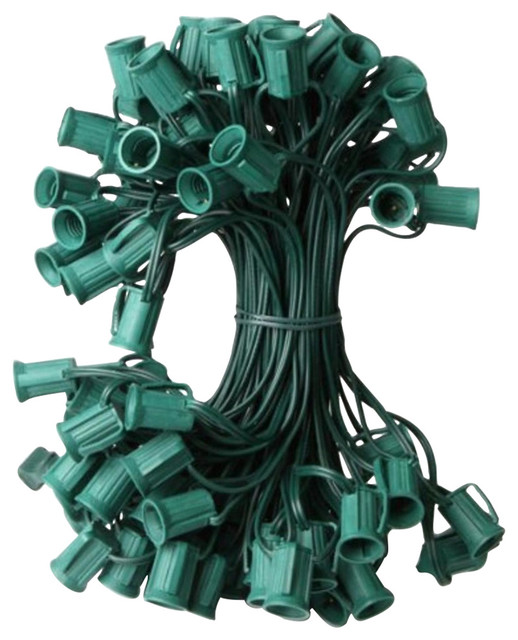 100' Commercial C7 Christmas Light Socket Set, 12" Spacing 18Gauge