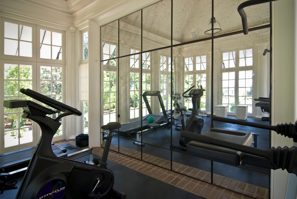 This is an example of a contemporary home gym in Charlotte.