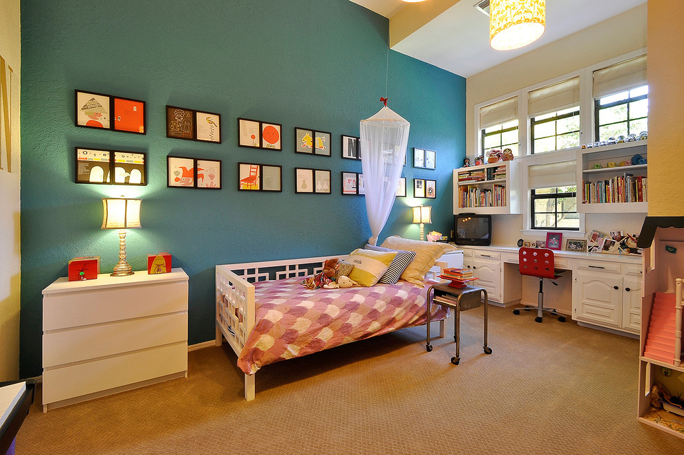 This is an example of a contemporary kids' room for girls in Austin.