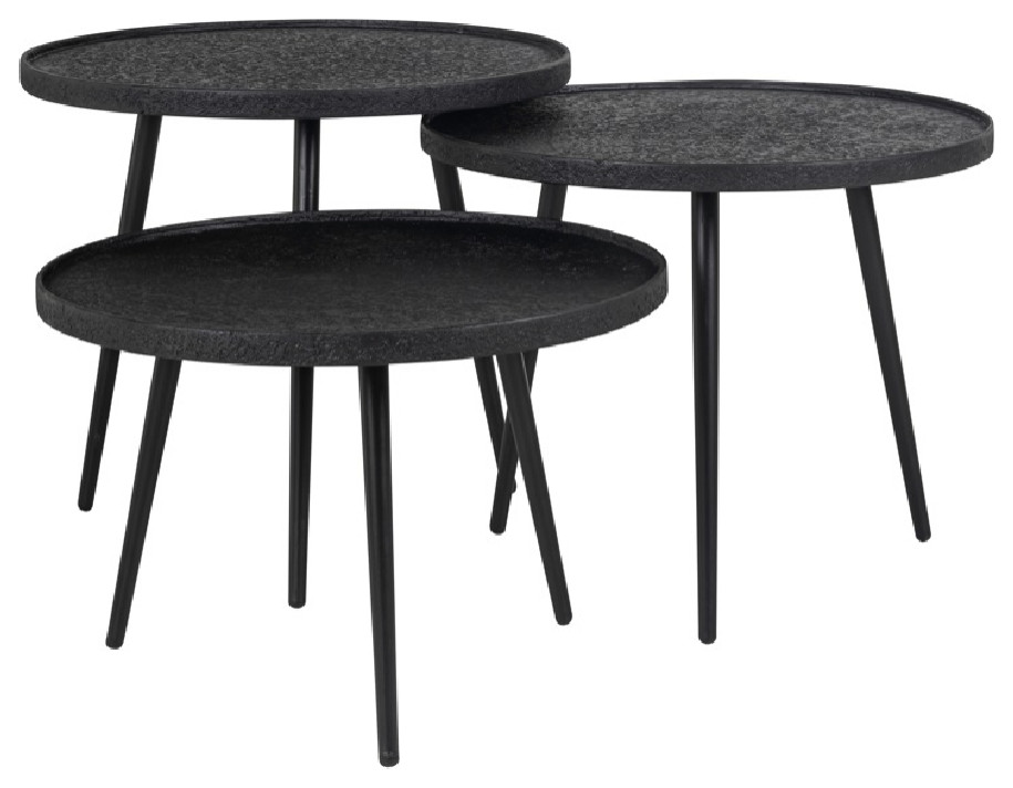Round Tripod Coffee Table Set (3) OROA Oxford Midcentury Coffee