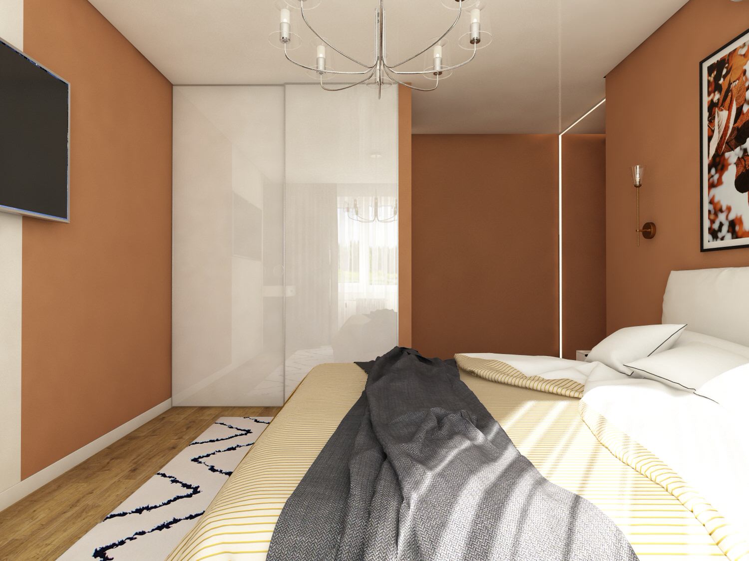 Квартира 60 кв.м. ТЗ от заказчика "Ярко и не ярко))"