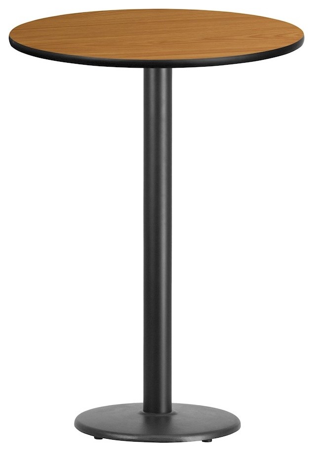 Flash 30'' Round Laminate Table Top/18'' Round Bar Table Base, Natural