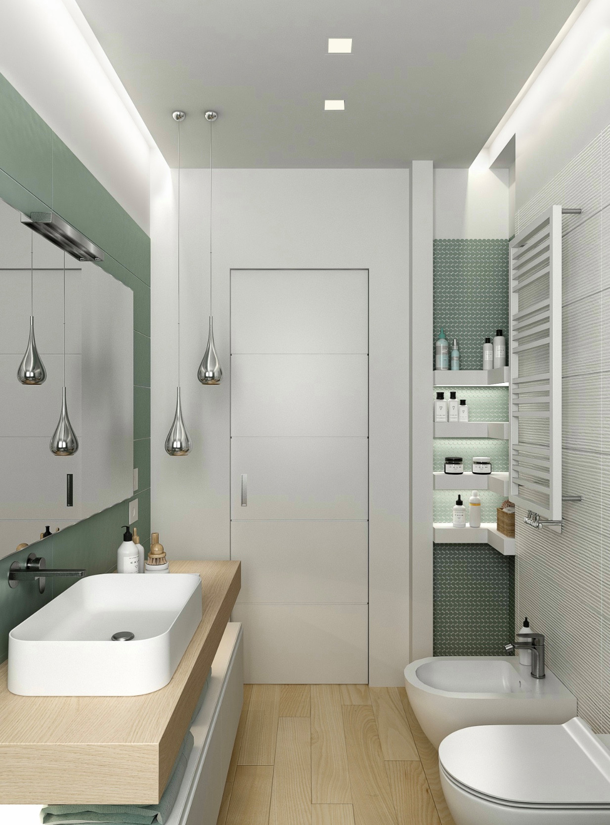 Un bagno con le immagini virtuali del progetto
