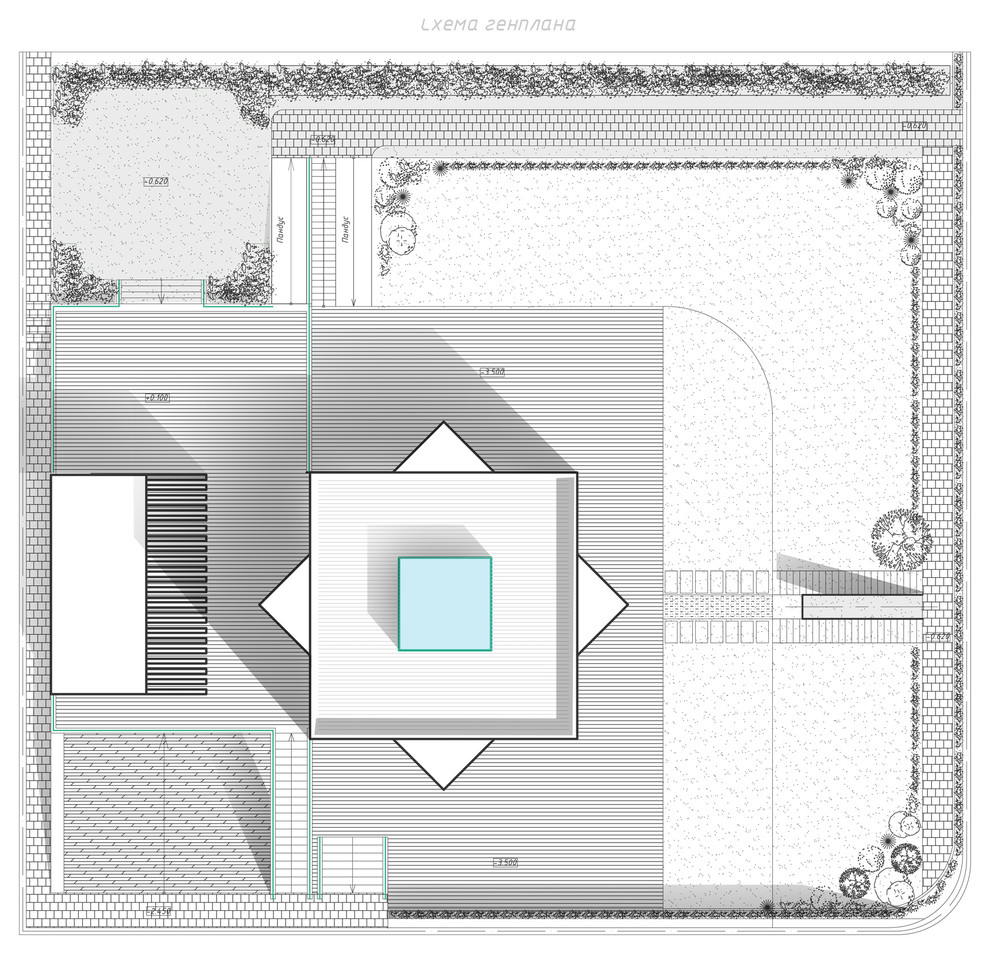 В центре города у рощи.