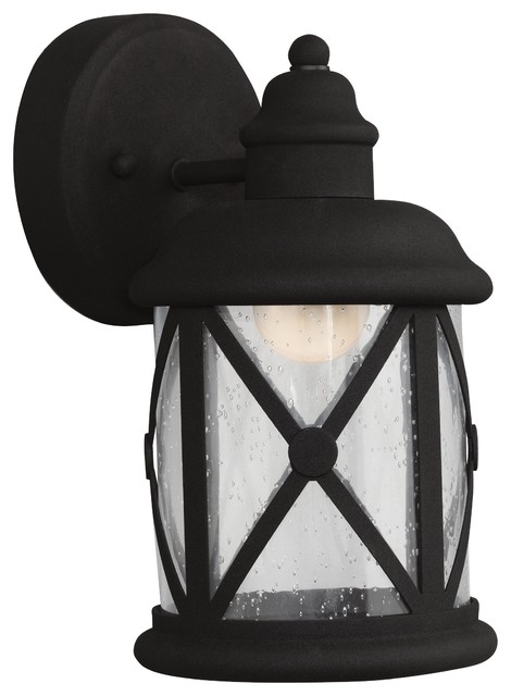 Lakeview Black LED Small Outdoor Wall Lantern with Clear Seeded Glass