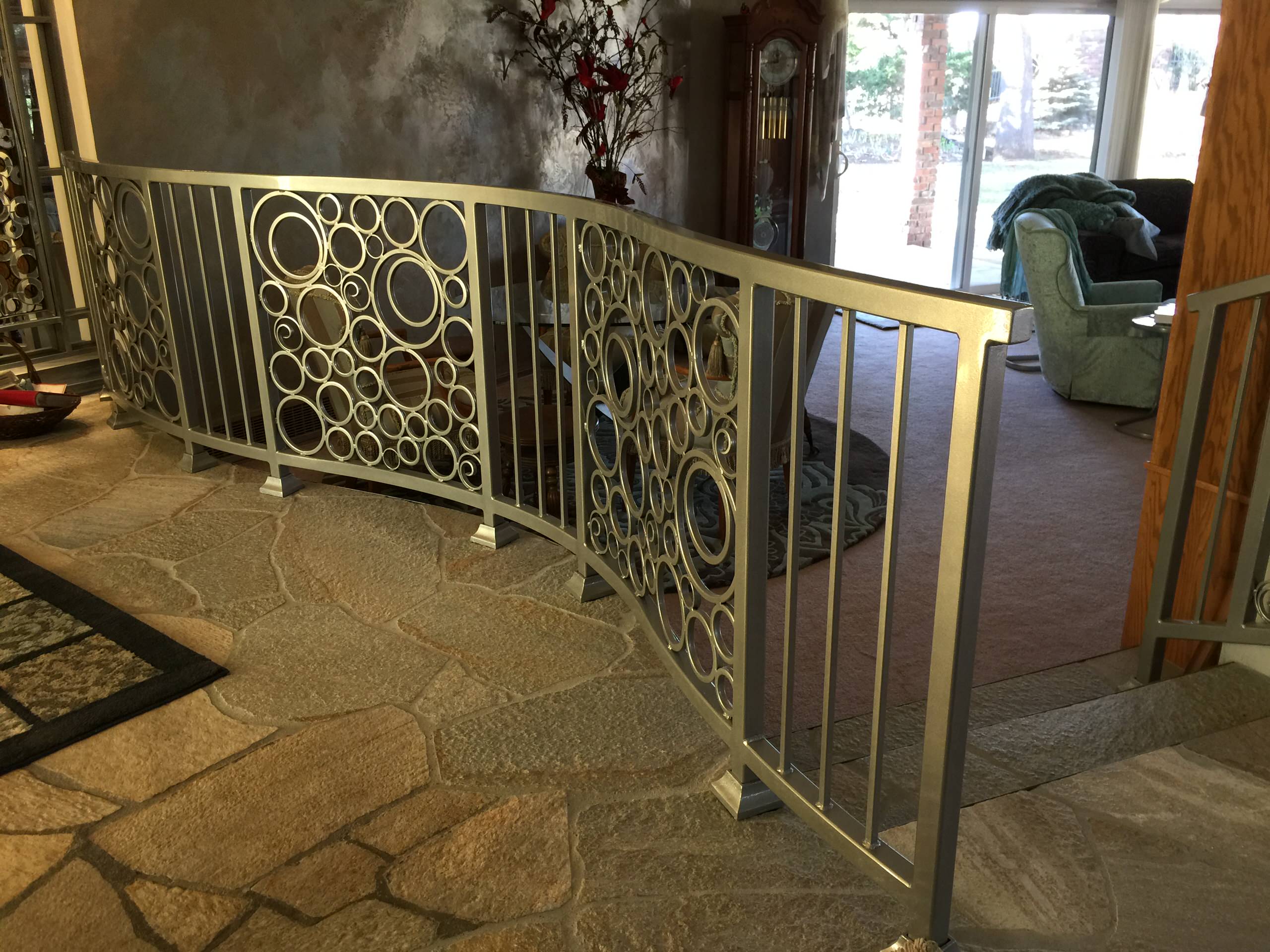 Custom Designed Iron Handrail with Circle motif