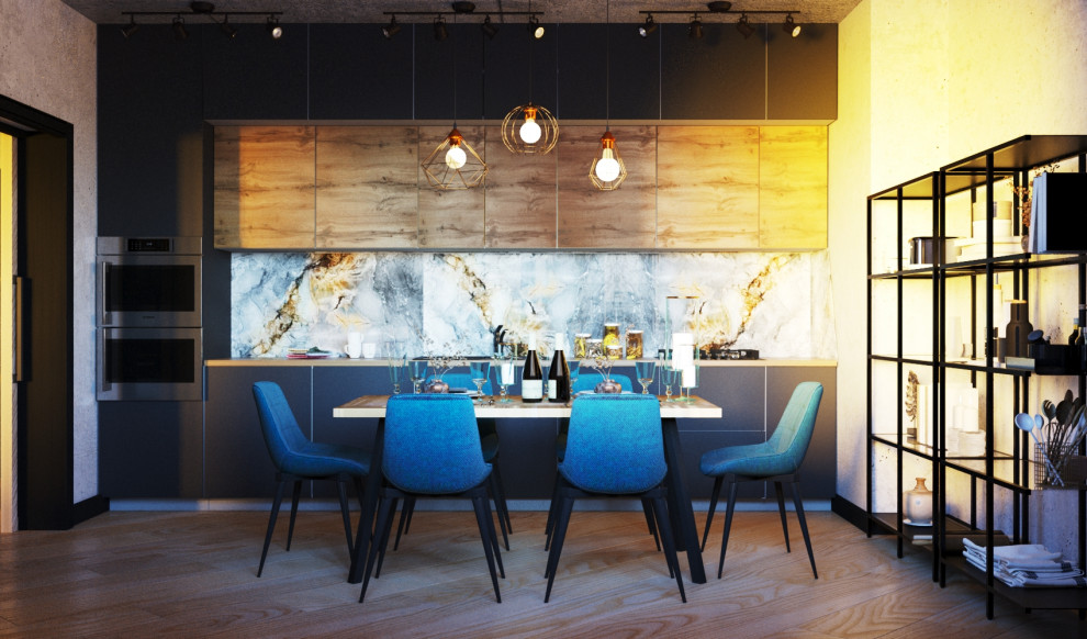 Кухня гостиная индустриальный стиль с элементами лофта