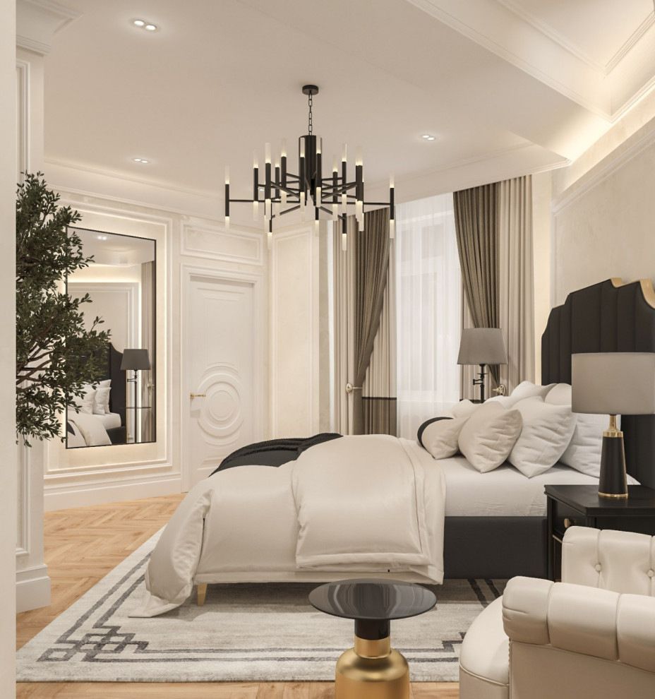 Интерьер мужской мастер - спальни . Таунхаус КП "Образцово"